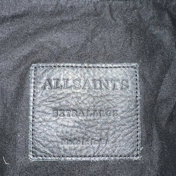 Vintage-Inspired AllSaints Conroy Crinkled Leather Biker Jacket - Picture 7 of 11